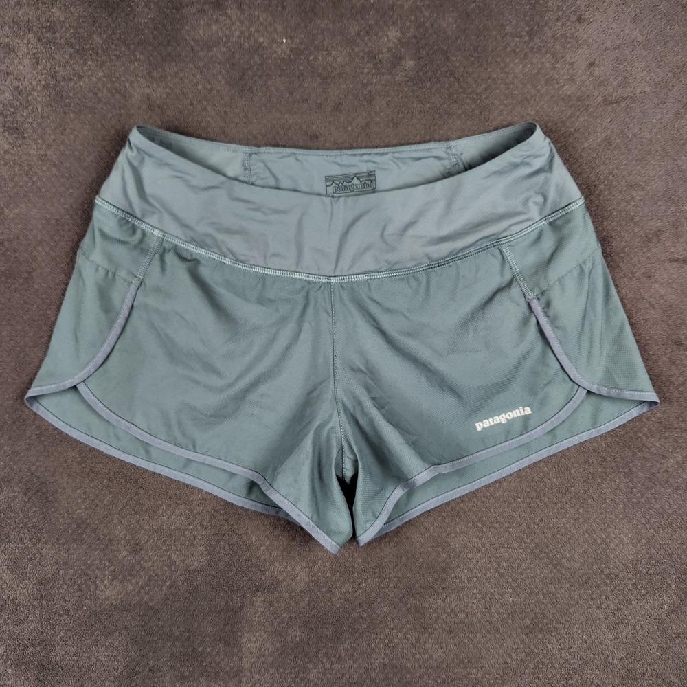 Patagonia Strider Running Shorts Womens Medium Plume Gray 3.5 Inseam Lined 24654